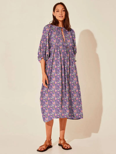 Boho Midi-Kleid | Lockerer Schnitt | Verspieltes Muster