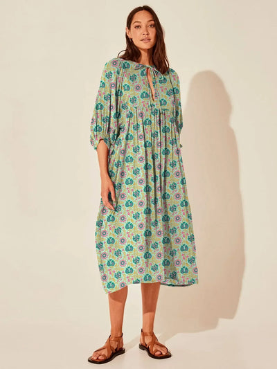 Boho Midi-Kleid | Lockerer Schnitt | Verspieltes Muster