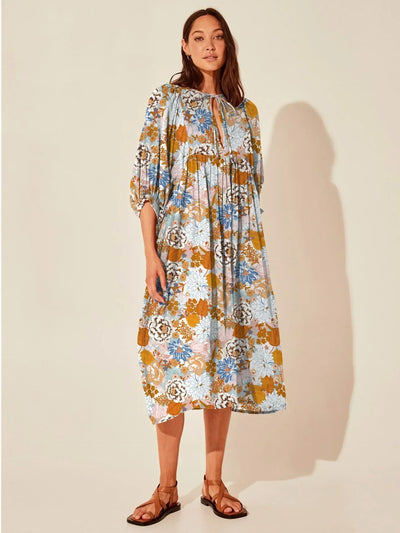 Boho Midi-Kleid | Lockerer Schnitt | Verspieltes Muster