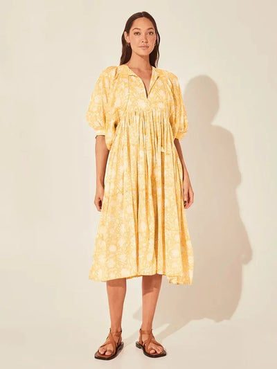 Boho Midi-Kleid | Lockerer Schnitt | Verspieltes Muster