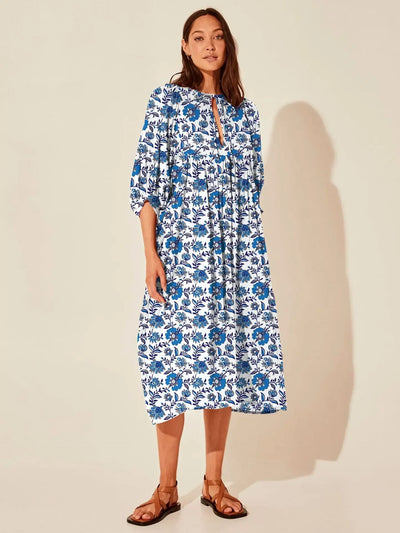 Boho Midi-Kleid | Lockerer Schnitt | Verspieltes Muster