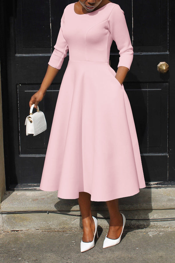 Madanela - Elegantes Swing-Kleid mit 3/4-Ärmeln für Damen für besondere Anlässe