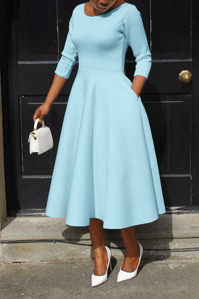 Madanela - Elegantes Swing-Kleid mit 3/4-Ärmeln für Damen für besondere Anlässe