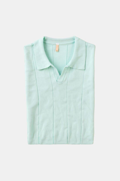Retro-Strick-Poloshirt in Mintgrün