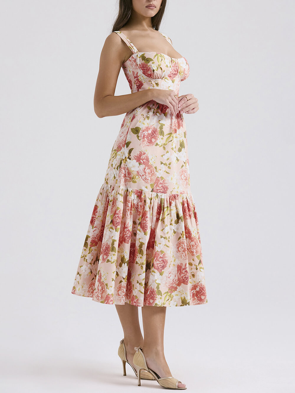 Avelena | Midikleid mit Blumenmuster und Neckholder Im Süßen Stil