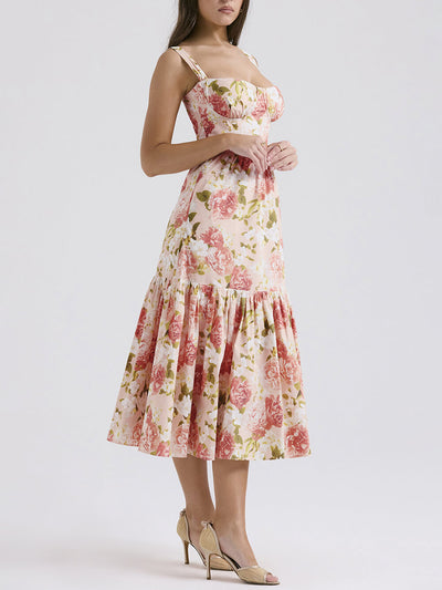Avelena | Midikleid mit Blumenmuster und Neckholder Im Süßen Stil