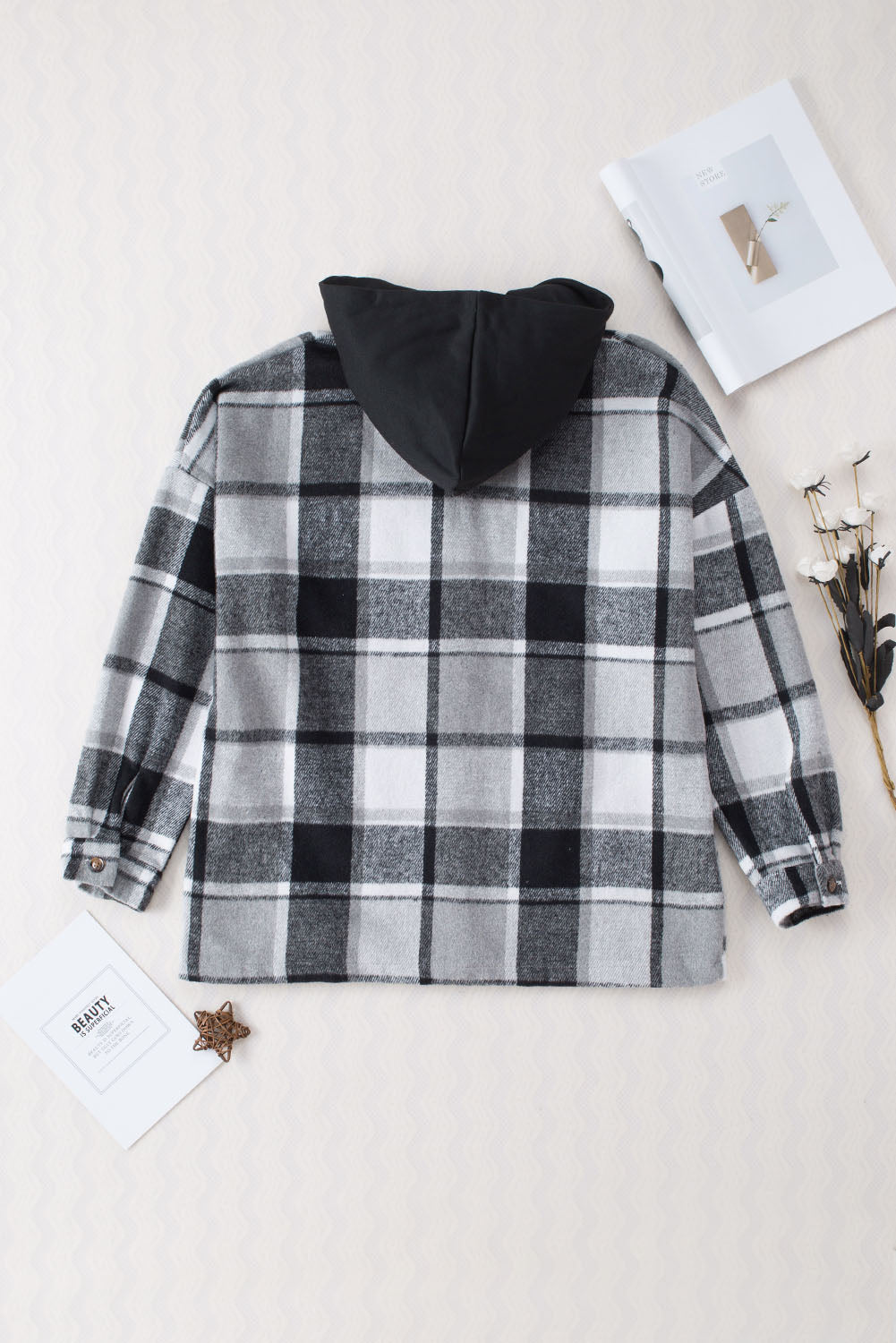 Kariertes Oversized-Hemdjacke | Kapuze & Knopfleiste | Lässiger Komfort