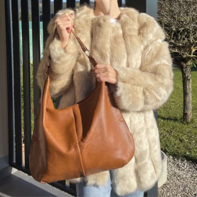 AMALFI CHARME MARRONE - Leather Tote Bag