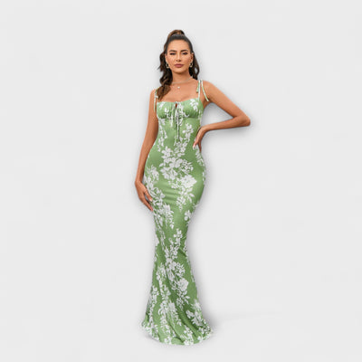 Thalia - Floral Print Prom Dress mit gebundenen Schulterträgern