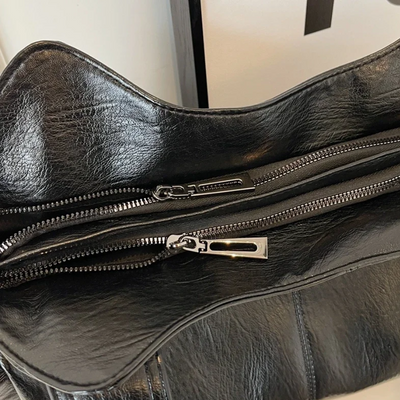 OLIVIA - Dunkelviolette Luxus Schultertasche im modernen Design