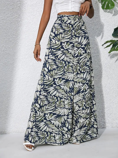 Mariah – Hochwertige Hose mit weitem Bein und tropischem Print
