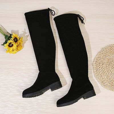 Overknee Stiefel Damen | Schlupf mit Blockabsatz