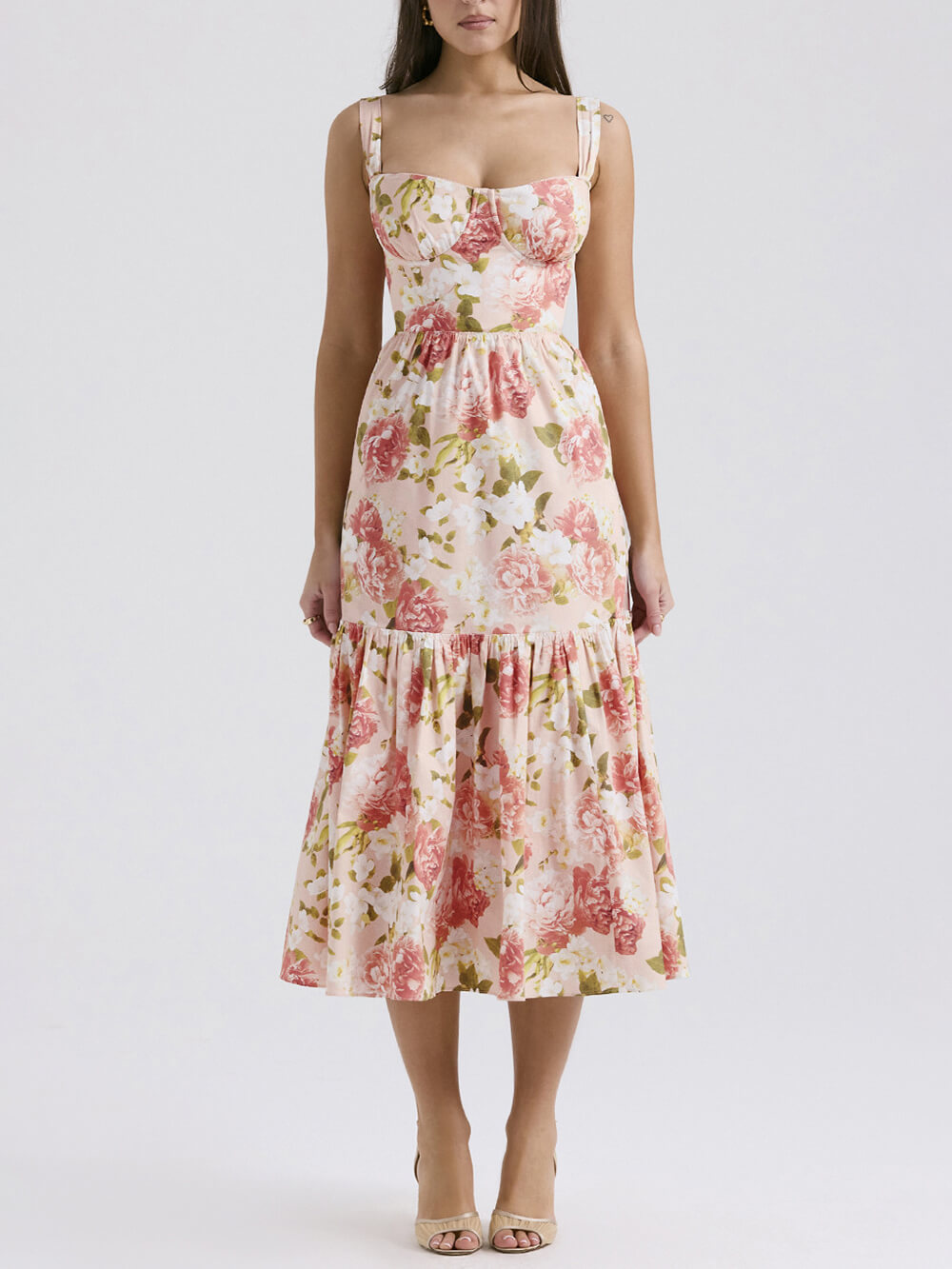 Avelena | Midikleid mit Blumenmuster und Neckholder Im Süßen Stil
