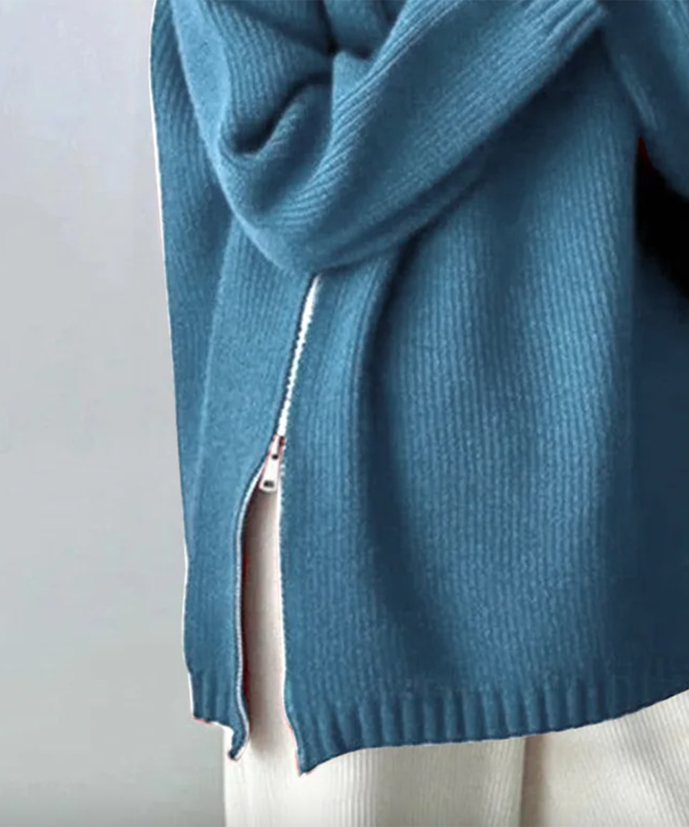 Rollkragenpullover | Oversized-Design & Reißverschlussdetails | Moderner Komfort