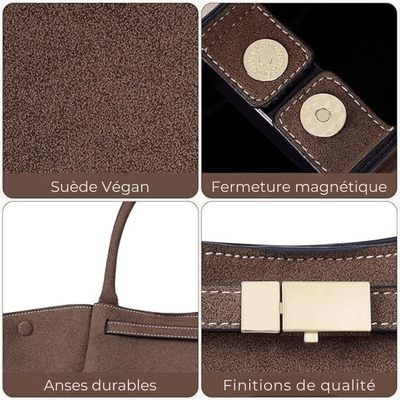 Strandtasche Damen Vegan Suede – Große Tote Bag Sommer Braun