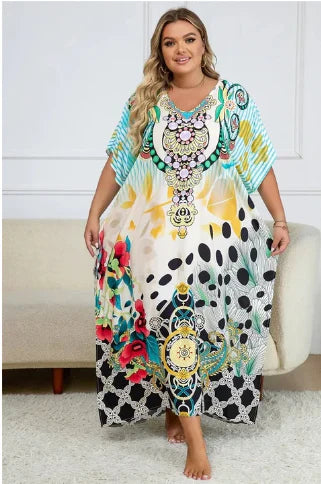 Azrielle – Lockeres Maxikleid mit Batikmuster
