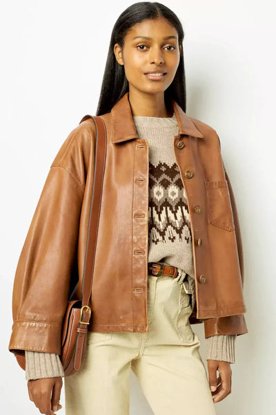 Oversized-Lederjacke | Klassischer Schnitt | Zeitlose Stil