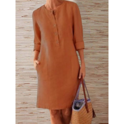 Knielanges Leinenkleid | Schlicht & Eleganz | Bequemer Stil