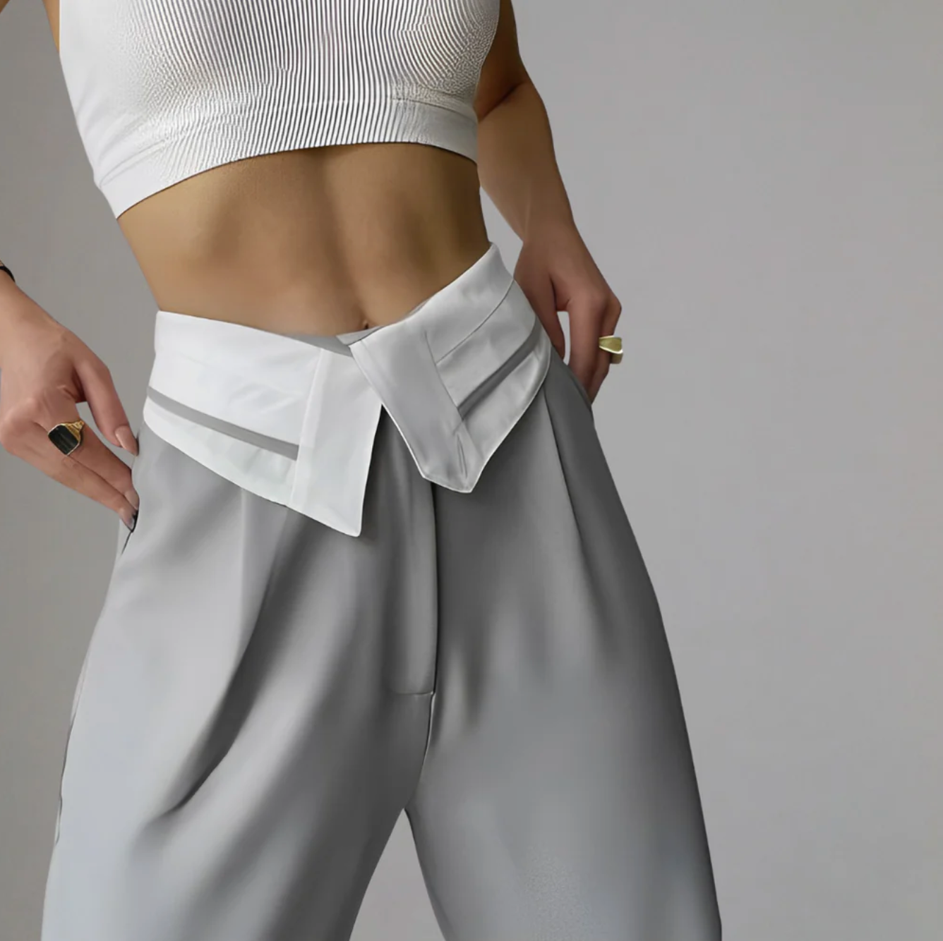 Morgessa – Elegante Hose mit weitem Bein und hoher Taille
