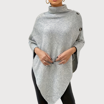 Poncho mit Knopfdetails | Asymmetrischer Schnitt | Kuschelig & Stilvoll