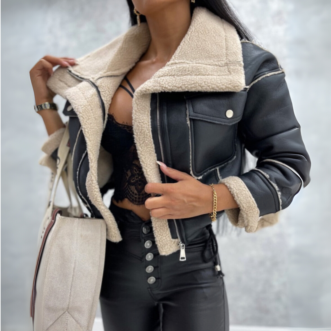 Bikerjacke Damen Kurz | Kurzer Schnitt mit gefüttertem Innenfutter