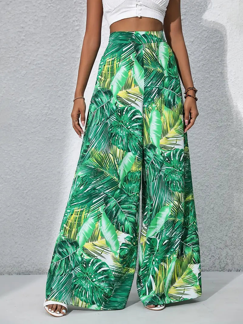 Mariah – Hochwertige Hose mit weitem Bein und tropischem Print