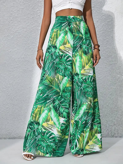 Mariah – Hochwertige Hose mit weitem Bein und tropischem Print