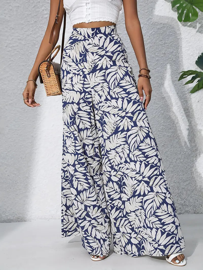 Mariah – Hochwertige Hose mit weitem Bein und tropischem Print