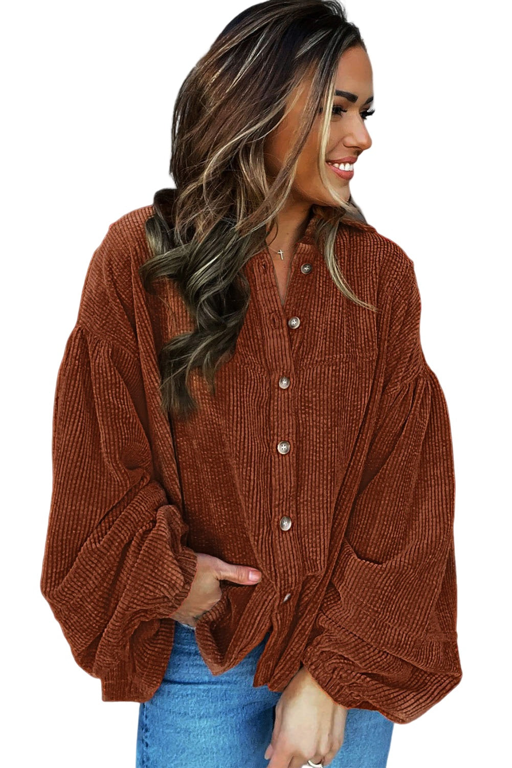 Oversized Bluse aus Cord | Lässiger Komfort | Boho-Stil