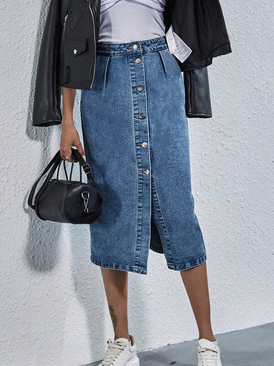 Avelena | Langer Jeansrock mit Knöpfen