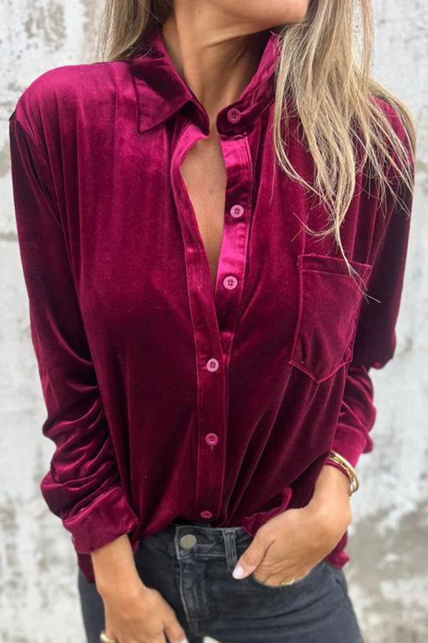 Samtbluse | Klassischer Schnitt & Luxuriöse Optik | Eleganz & Komfort