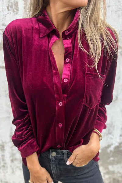 Samtbluse | Klassischer Schnitt & Luxuriöse Optik | Eleganz & Komfort