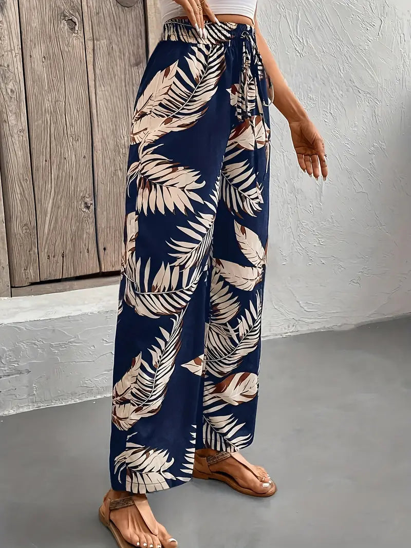 Kaimera – Stilvolle Hose mit weitem Bein und tropischem Print