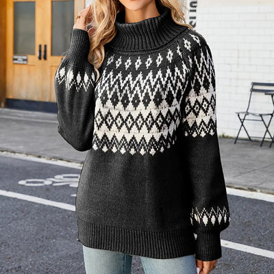 Avelena | Vintage Jacquard Rollkragenpullover