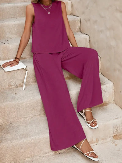 Faylisse – Elegantes ärmelloses Lounge-Set mit weitem Bein