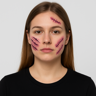 3D Blutwunden Tattoo Sticker – Wasserfestes Halloween Make-up Accessoire