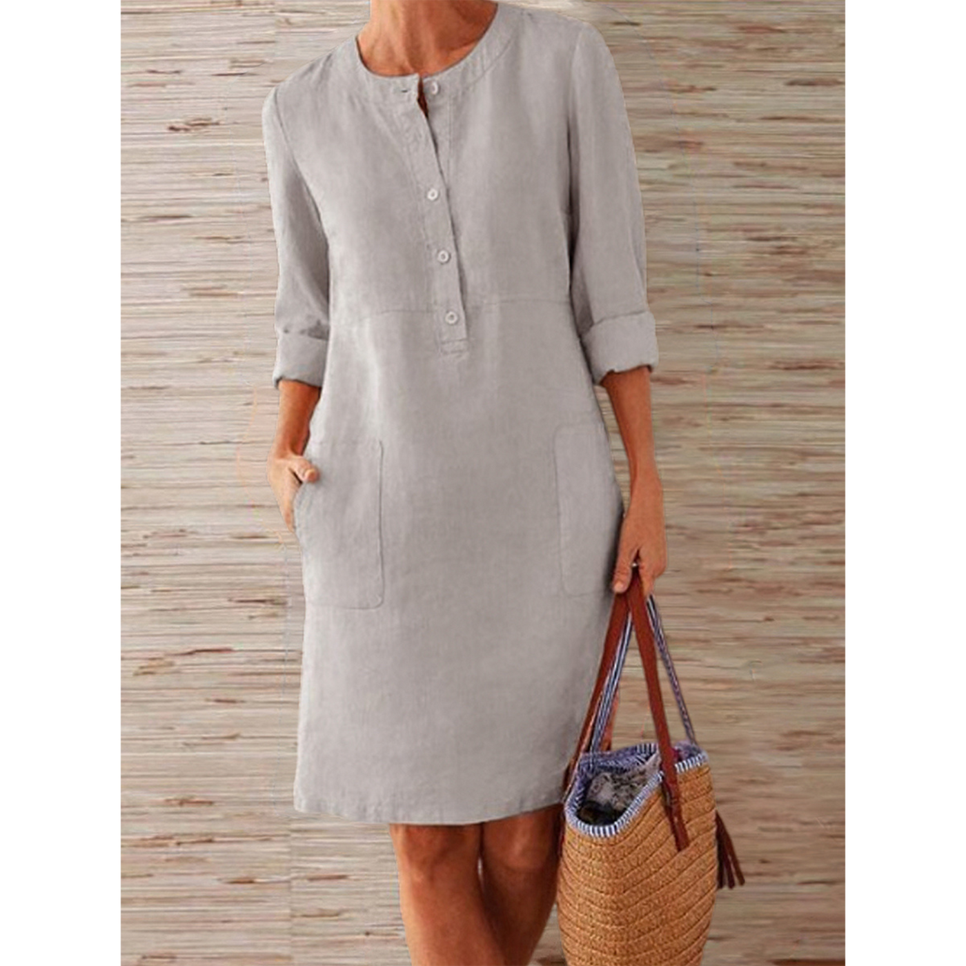 Knielanges Leinenkleid | Schlicht & Eleganz | Bequemer Stil