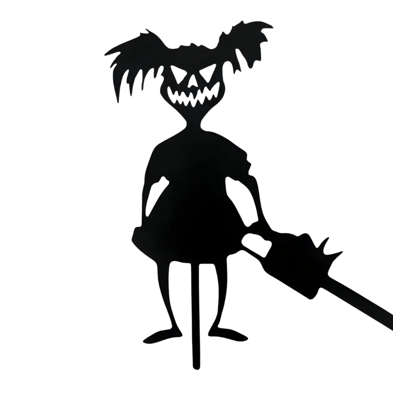 SpookyCharm Personalisierbares Halloween‑Gartenschild mit Figuren – Dekoration für Außenbereiche