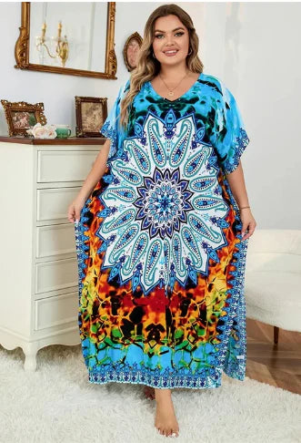 Azrielle – Lockeres Maxikleid mit Batikmuster