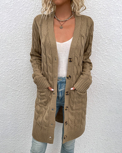 Avelena | Langärmlige Strickjacke In Einer Unifarbenen Farbe