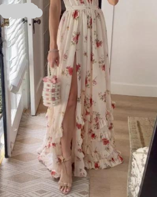 Hilaria | Blumenmaxikleid Damen - Elegantes Maxikleid Sommer für Festliche Anlässe