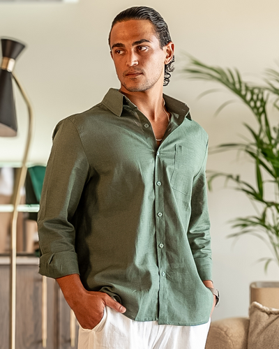Kai | Lightweight Langarm Herren Sommer Leinenhemd