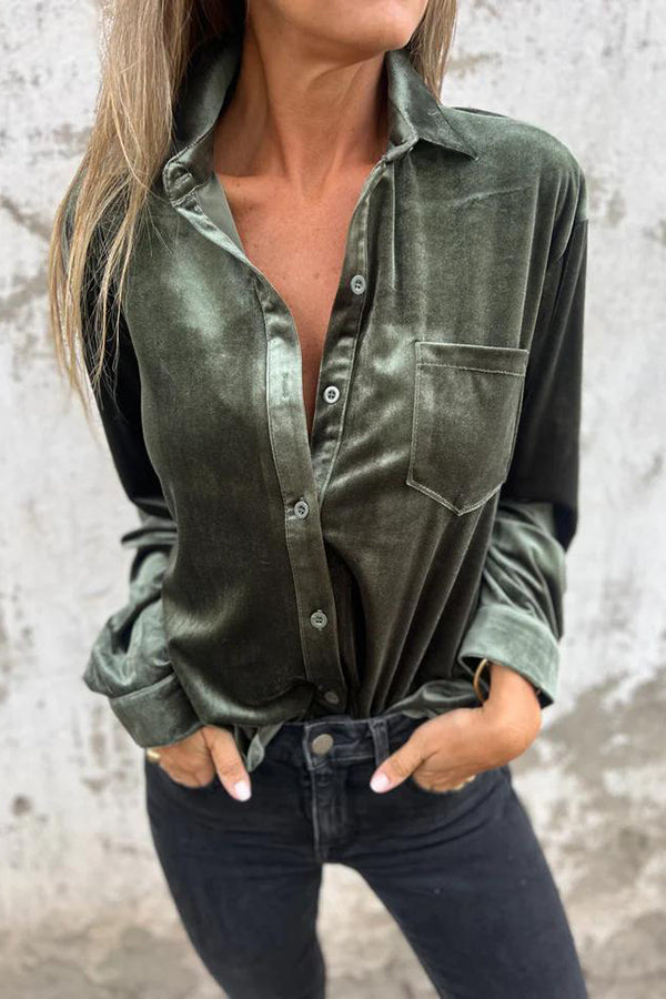 Samtbluse | Klassischer Schnitt & Luxuriöse Optik | Eleganz & Komfort