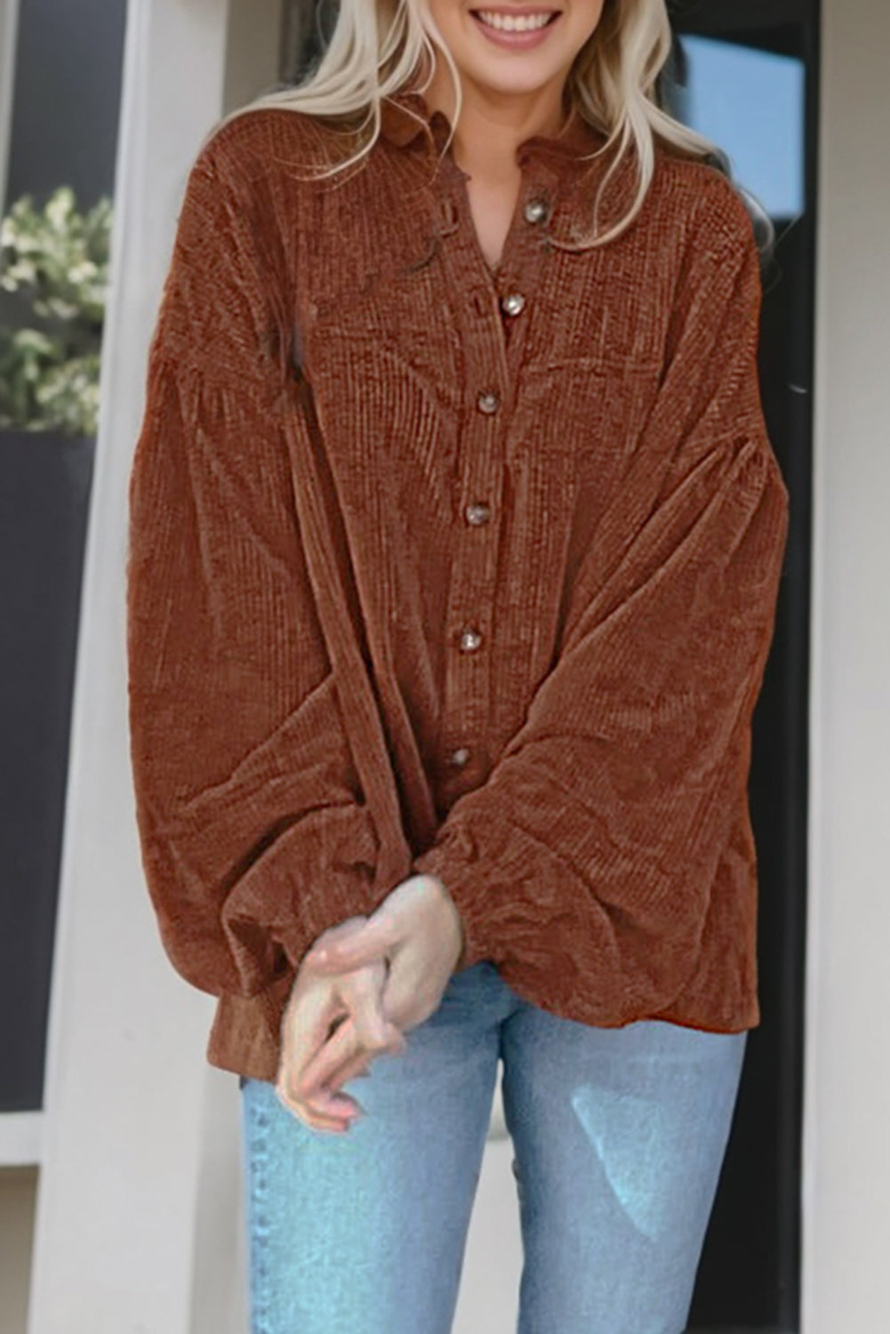 Oversized Bluse aus Cord | Lässiger Komfort | Boho-Stil