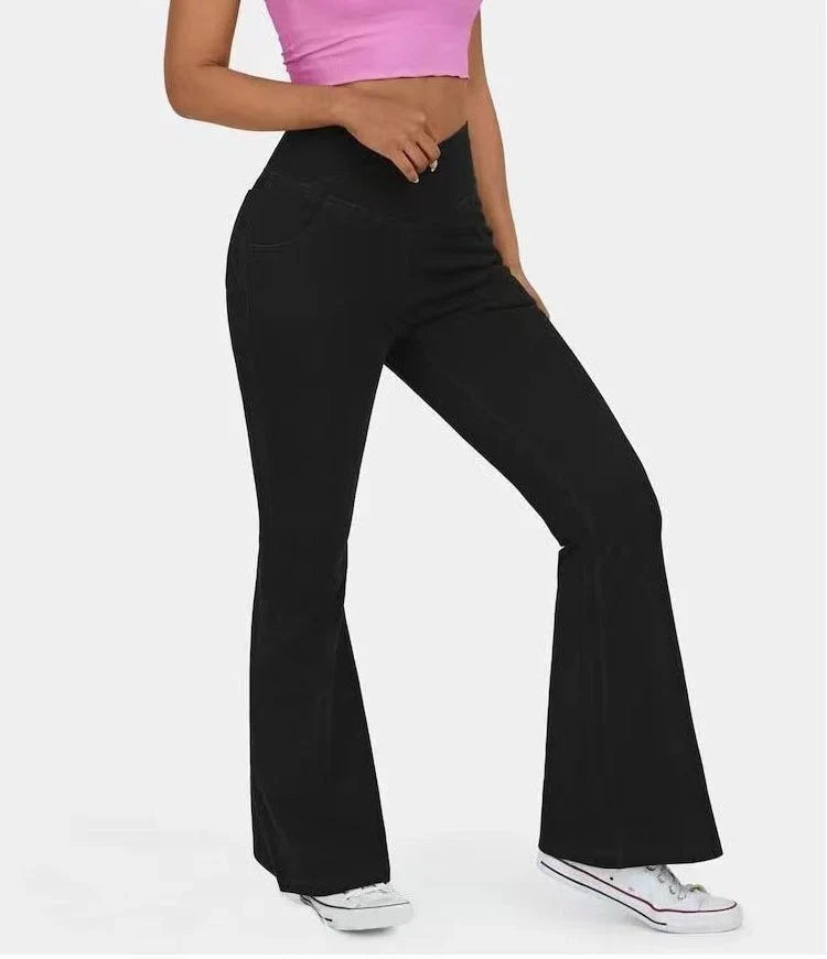 Pauline | Jeans aus Stretchmaterial mit hoher Taille und ausgestelltem Bein