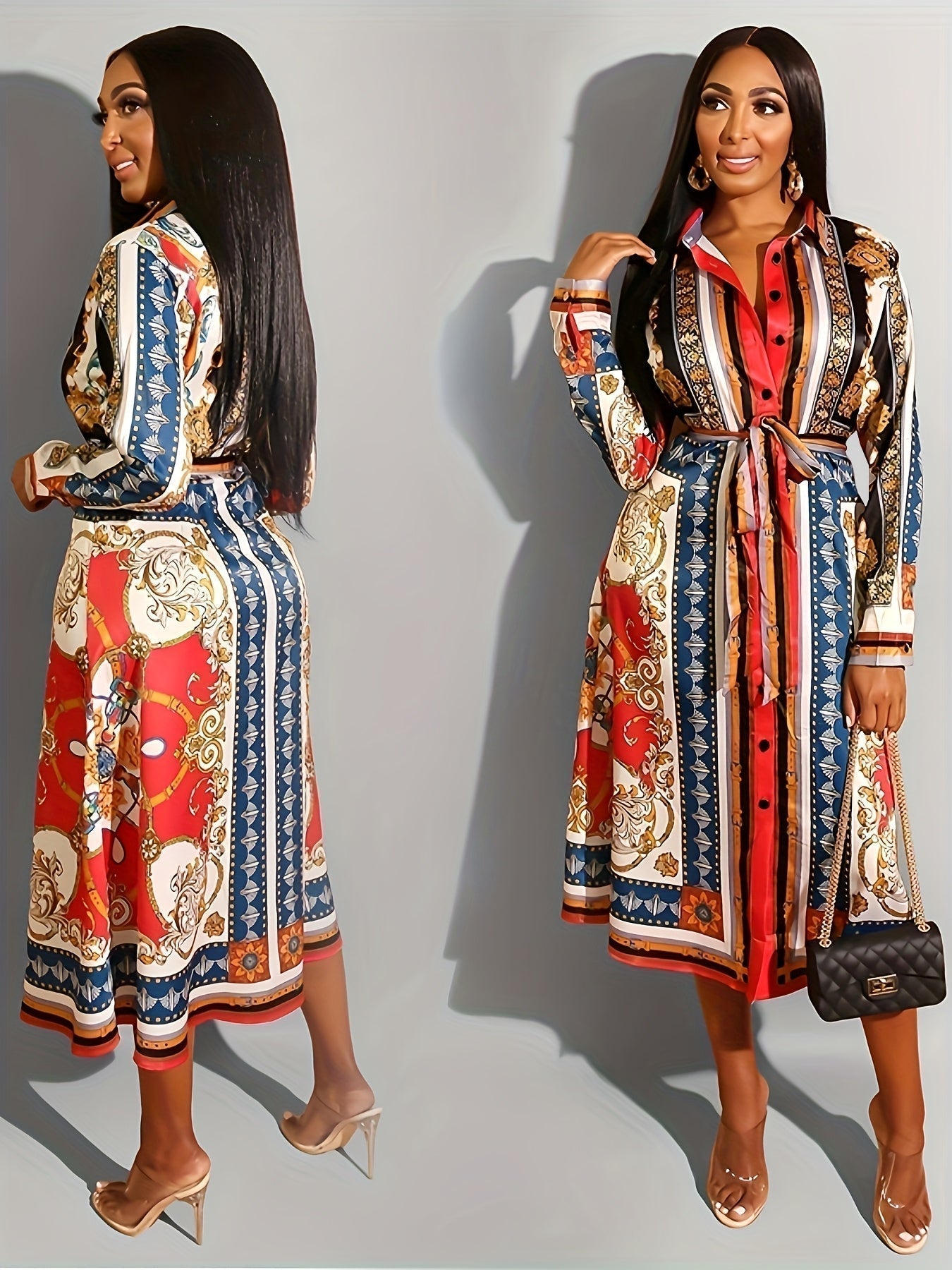 Langärmeliges Hemdblusenkleid für Frauen - Marigold