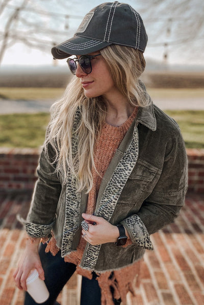 Cordjacke mit Leoparden-Details | Wild & Stilvoll | Boho-Chic
