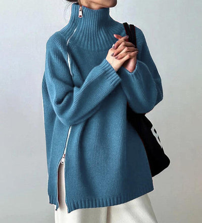 Rollkragenpullover | Oversized-Design & Reißverschlussdetails | Moderner Komfort