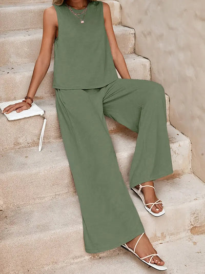 Faylisse – Elegantes ärmelloses Lounge-Set mit weitem Bein