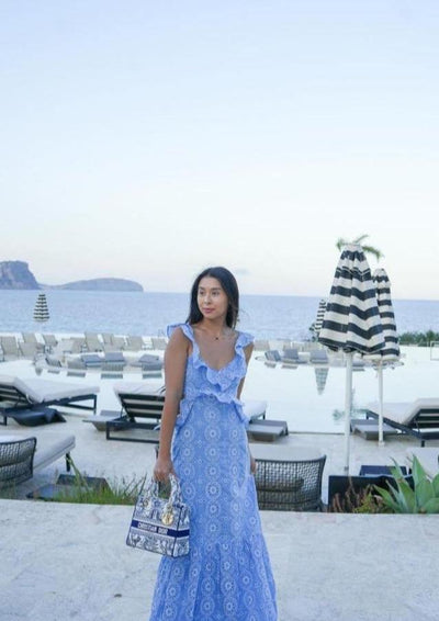 Maxi-Kleid mit Rüschen | Feminine Eleganz & Boho-Muster | Sommerlicher Charme